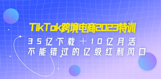 TikTok跨境电商2023特训：35亿下载＋10亿月活，不能错过的亿级红利风口-左左项目网