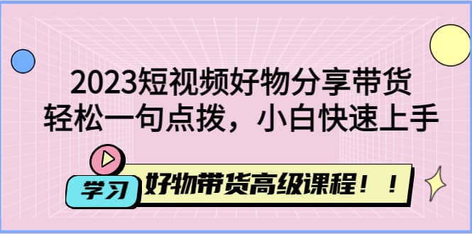 2023短视频好物分享带货，好物带货高级课程，轻松一句点拨，小白快速上手-左左项目网