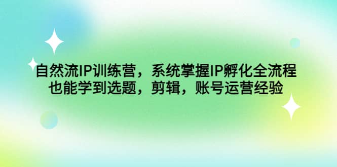 自然流IP训练营，系统掌握IP孵化全流程，也能学到选题，剪辑，账号运营经验-左左项目网