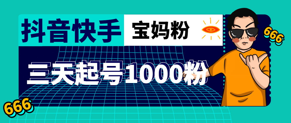 抖音快手三天起号涨粉1000宝妈粉丝的核心方法【详细玩法教程】-左左项目网