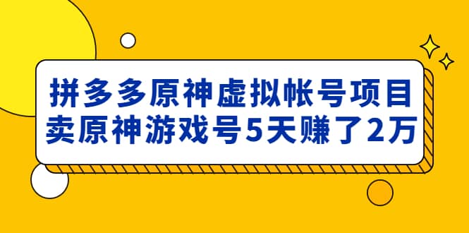 外面卖2980的拼多多原神虚拟帐号项目-左左项目网