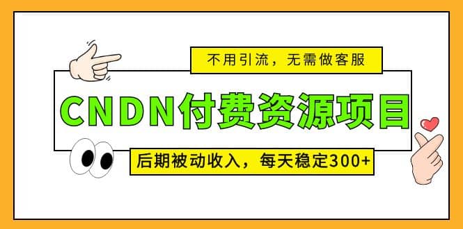 CNDN付费资源项目，不用引流，无需做客服，后期被动收入-左左项目网