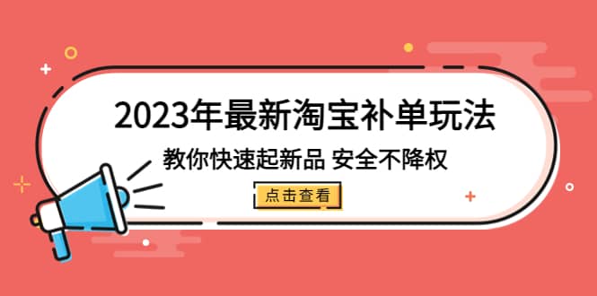 2023年最新淘宝补单玩法，教你快速起·新品，安全·不降权（18课时）-左左项目网