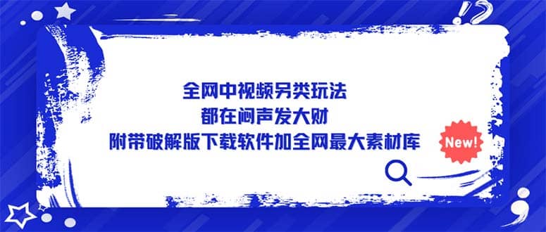 全网中视频另类玩法，都在闷声发大财，附带下载软件加全网最大素材库-左左项目网