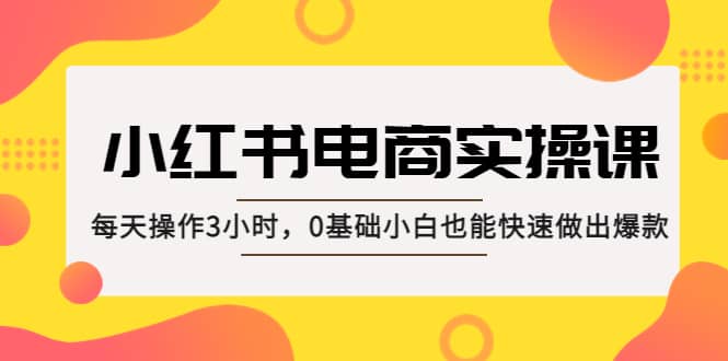 小红书·电商实操课：每天操作3小时，0基础小白也能快速做出爆款-左左项目网