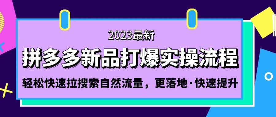 拼多多-新品打爆实操流程：轻松快速拉搜索自然流量，更落地·快速提升-左左项目网