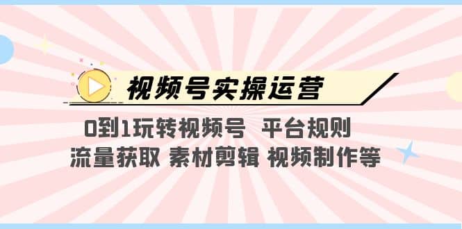 视频号实操运营，0到1玩转视频号 平台规则 流量获取 素材剪辑 视频制作等-左左项目网