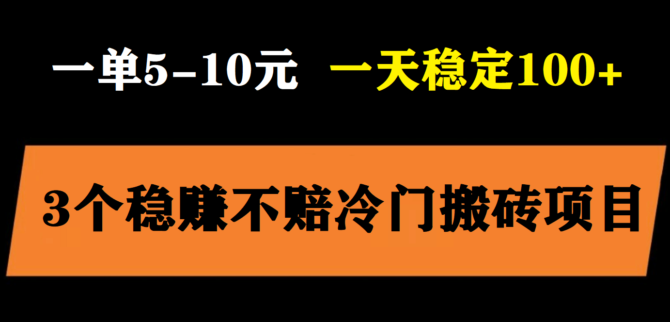 3个最新稳定的冷门搬砖项目，小白无脑照抄当日变现日入过百-左左项目网