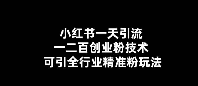 【引流必备】小红书一天引流一二百创业粉技术，可引全行业精准粉玩法-左左项目网