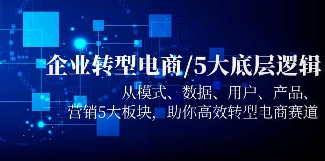 企业转型电商/5大底层逻辑，从模式 数据 用户 产品 营销5大板块，高效转型-左左项目网