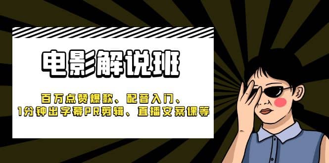 《电影解说班》百万点赞爆款、配音入门、1分钟出字幕PR剪辑、直播文案课等-左左项目网