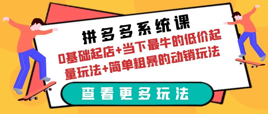 拼多多系统课：0基础起店 当下最牛的低价起量玩法 简单粗暴的动销玩法-左左项目网