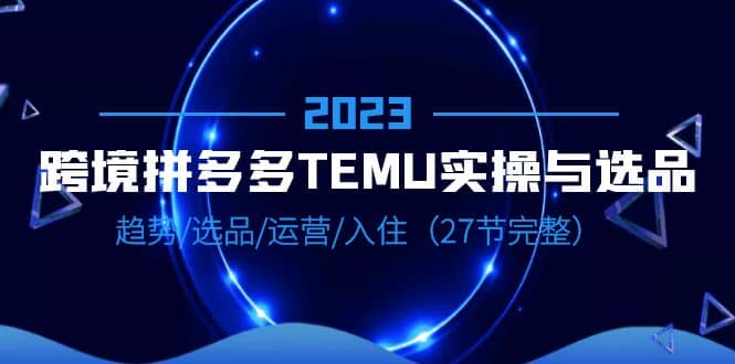 2023跨境·拼多多·TEMU实操与选品，趋势·选品·运营·入住（27节完整）-左左项目网