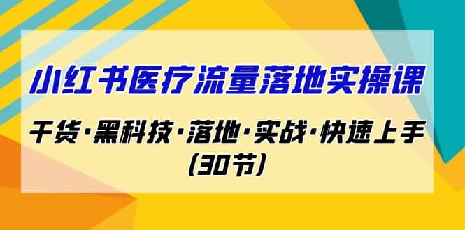 小红书·医疗流量落地实操课，干货·黑科技·落地·实战·快速上手（30节）-左左项目网