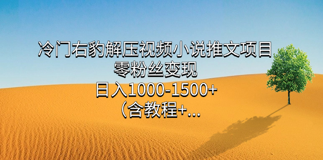 冷门右豹解压视频小说推文项目，零粉丝变现，日入1000-1500 （含教程）-左左项目网