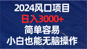 2024风口项目，日入3000+，简单容易，小白也能无脑操作-左左项目网