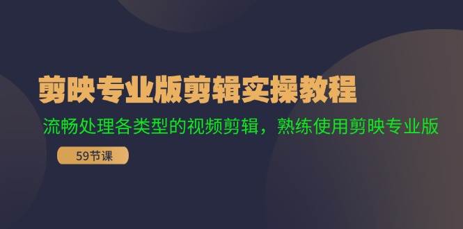 剪映专业版剪辑实操教程：流畅处理各类型的视频剪辑，熟练使用剪映专业版-左左项目网