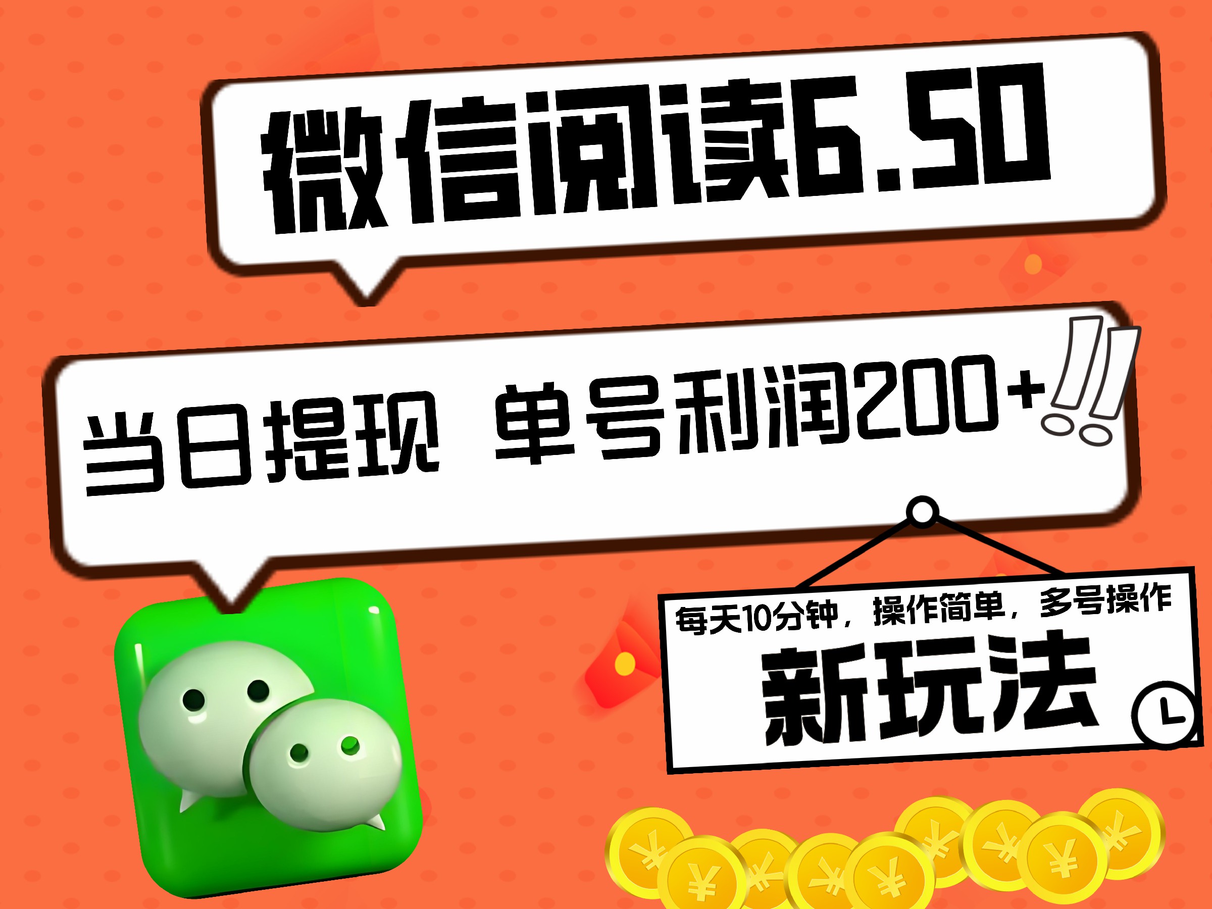 2024最新微信阅读6.50新玩法，5-10分钟 日利润200+，0成本当日提现，可矩阵多号操作-左左项目网