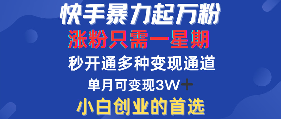 快手暴力起万粉，涨粉只需一星期！多种变现模式-左左项目网