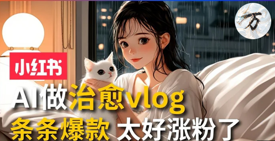 AI治愈系vlog动画视频，小红书7天 涨粉破千，商单报价1500+，0成本制作，日入2000+，有手就会 -左左项目网