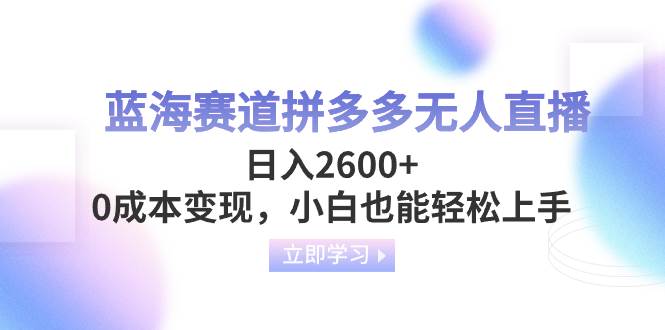 蓝海赛道拼多多无人直播，日入2600 ，0成本变现，小白也能轻松上手-左左项目网