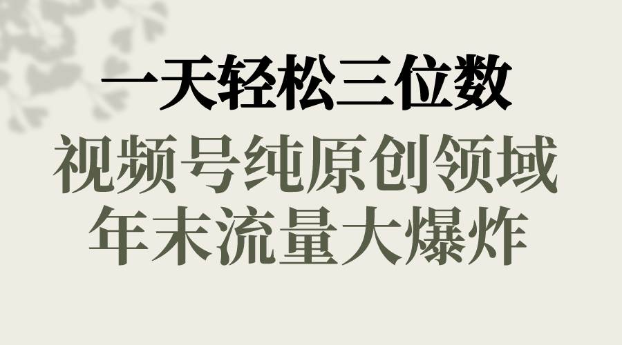 一天轻松三位数，视频号纯原创领域，春节童子送祝福，年末流量大爆炸-左左项目网