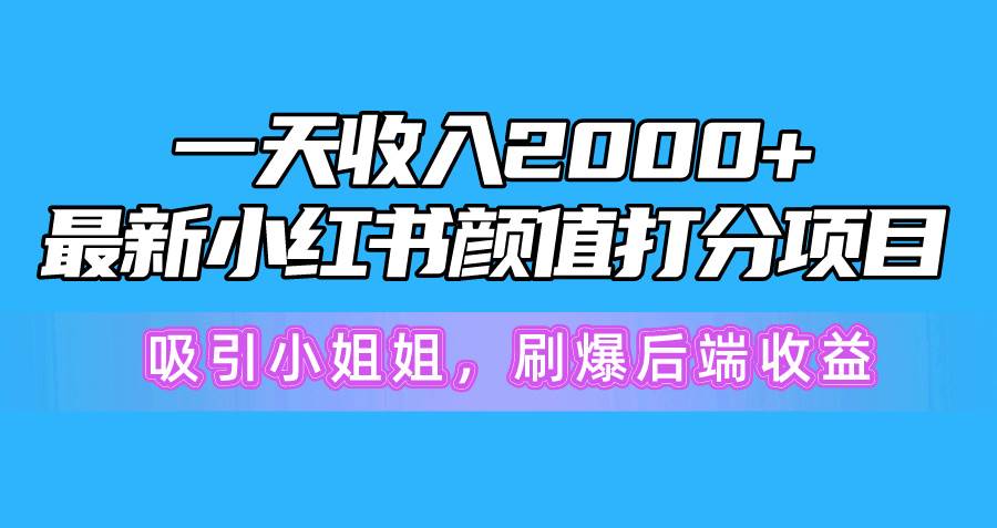 一天收入2000+，最新小红书颜值打分项目，吸引小姐姐，刷爆后端收益-左左项目网